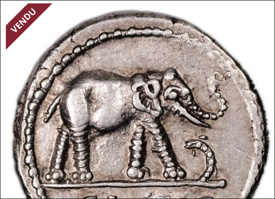 Pièce romaine représentant Babar en -49 avant J-C